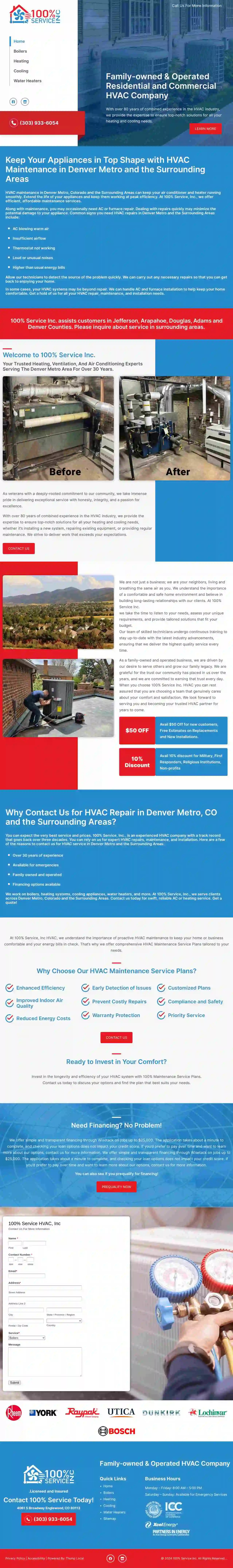 100% Service, Inc. | Colorado Residential & Commercial HVAC