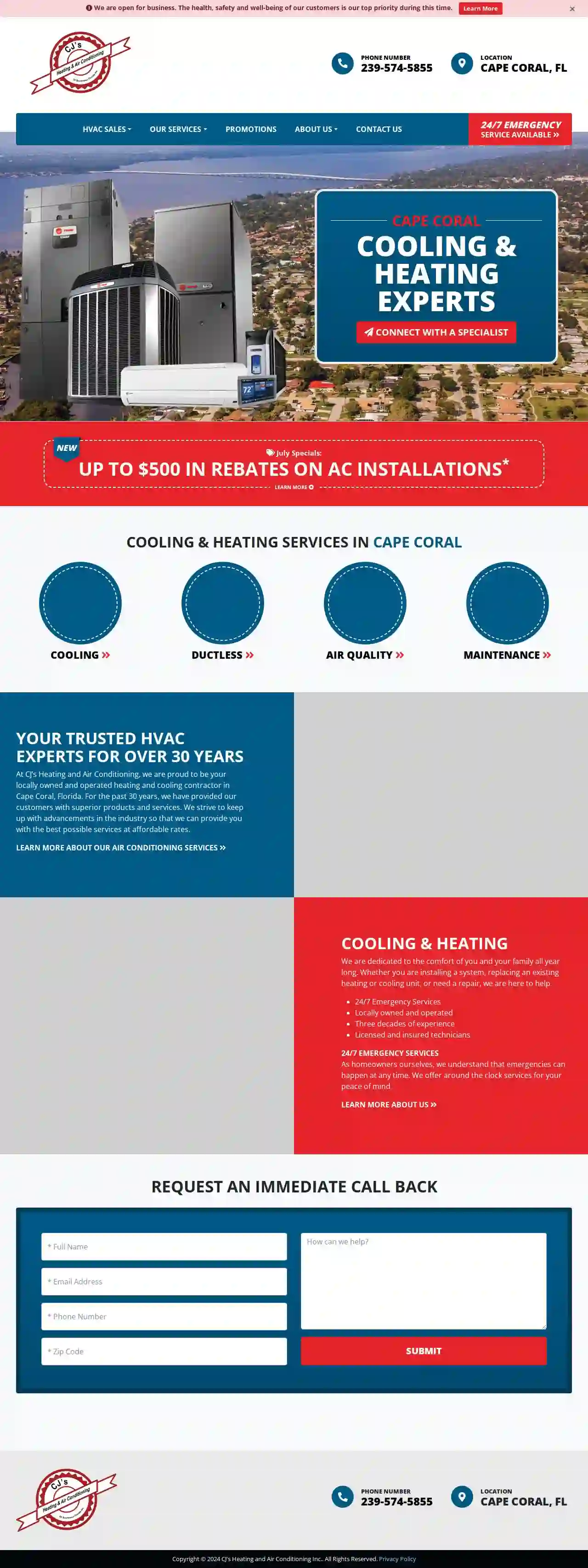 C J's Heating & Air Conditioning Of SWFL Inc.