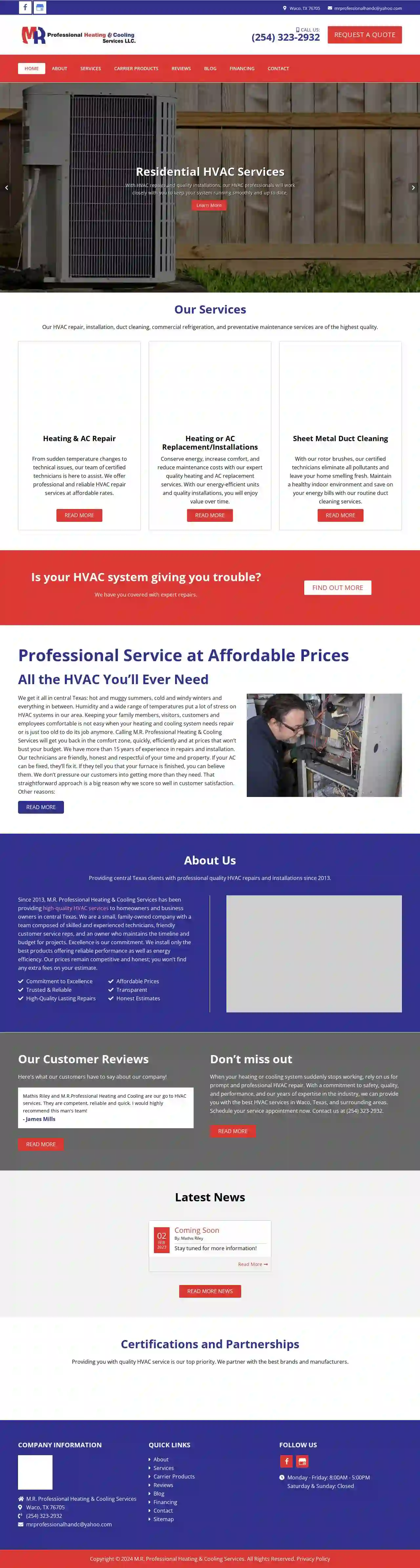 M.R. Professional Heating & Cooling Services